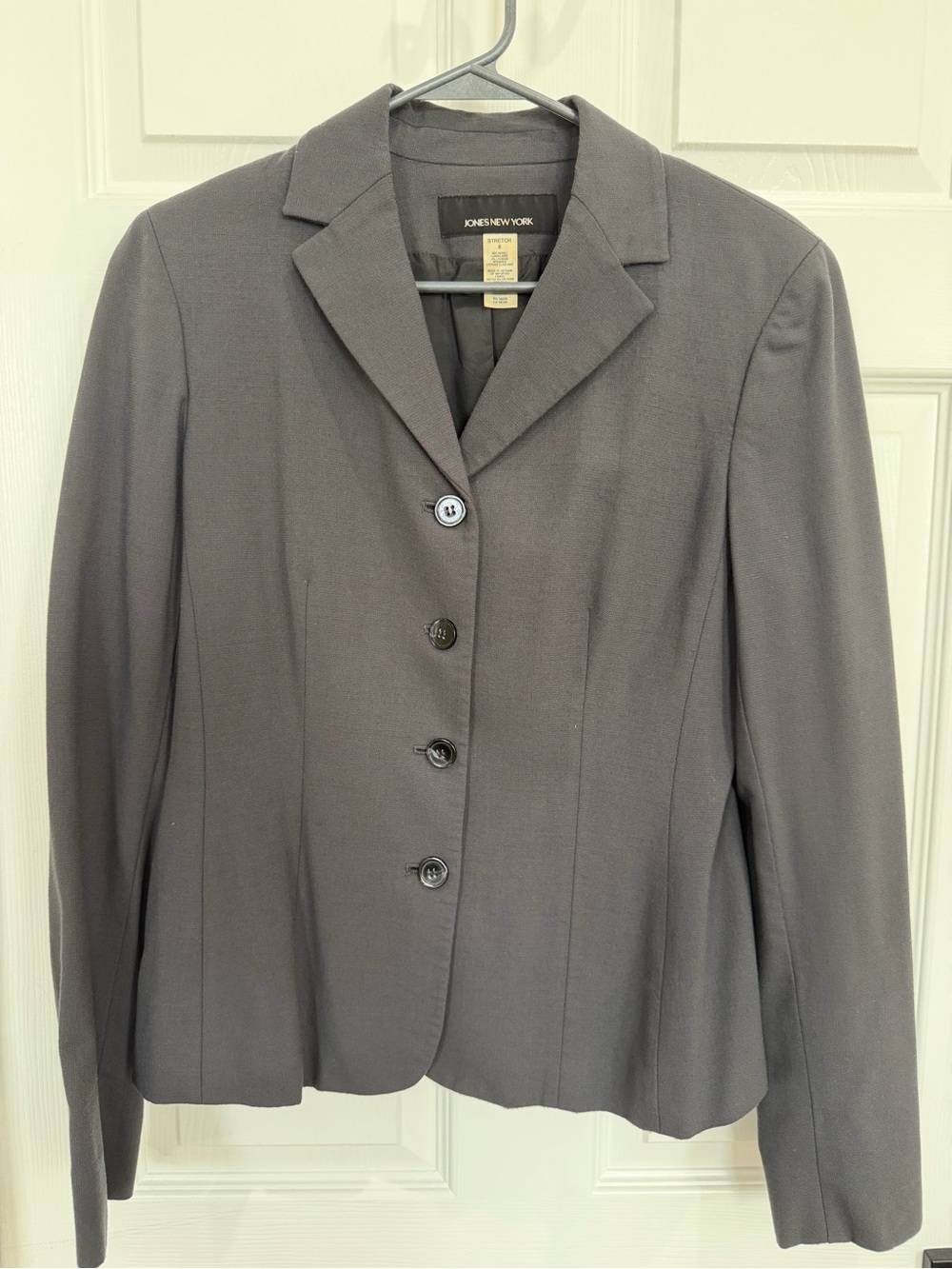 Jones New York Women’s Size 8 Charcoal Gray 96% Wool Stretch Blazer Career